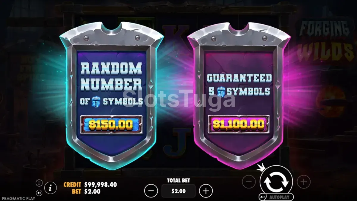 Opção de compra de bônus na slot Forging Wilds da Pragmatic Play
