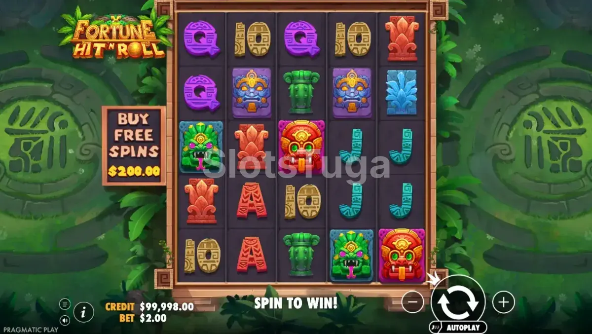 Tela principal do jogo Fortune Hit 'N' Roll com rouleaux em ação
