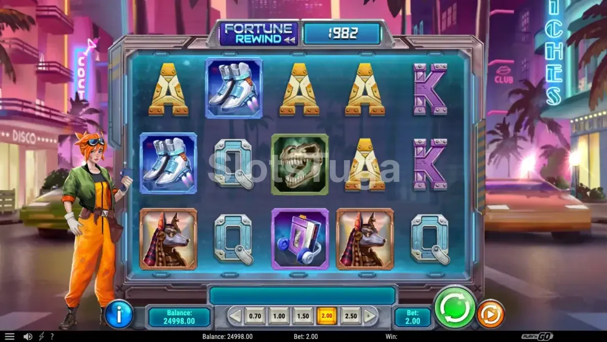 Jogo base da slot Fortune Rewind em ação