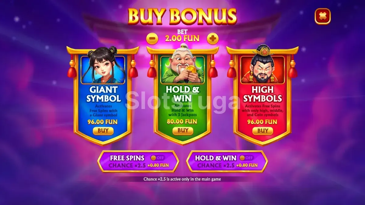 Ecrã de compra de bónus em Fortune Trio Minions Of Fu