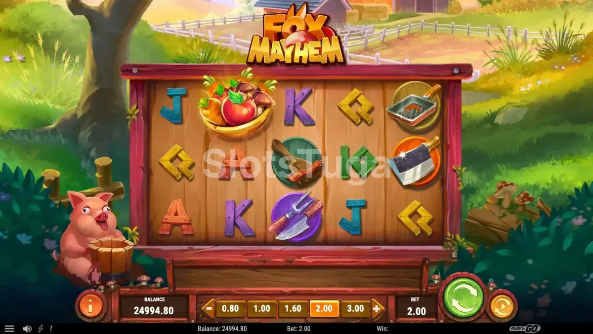 Rodada de bônus do Fox Mayhem com símbolos Cash na tela
