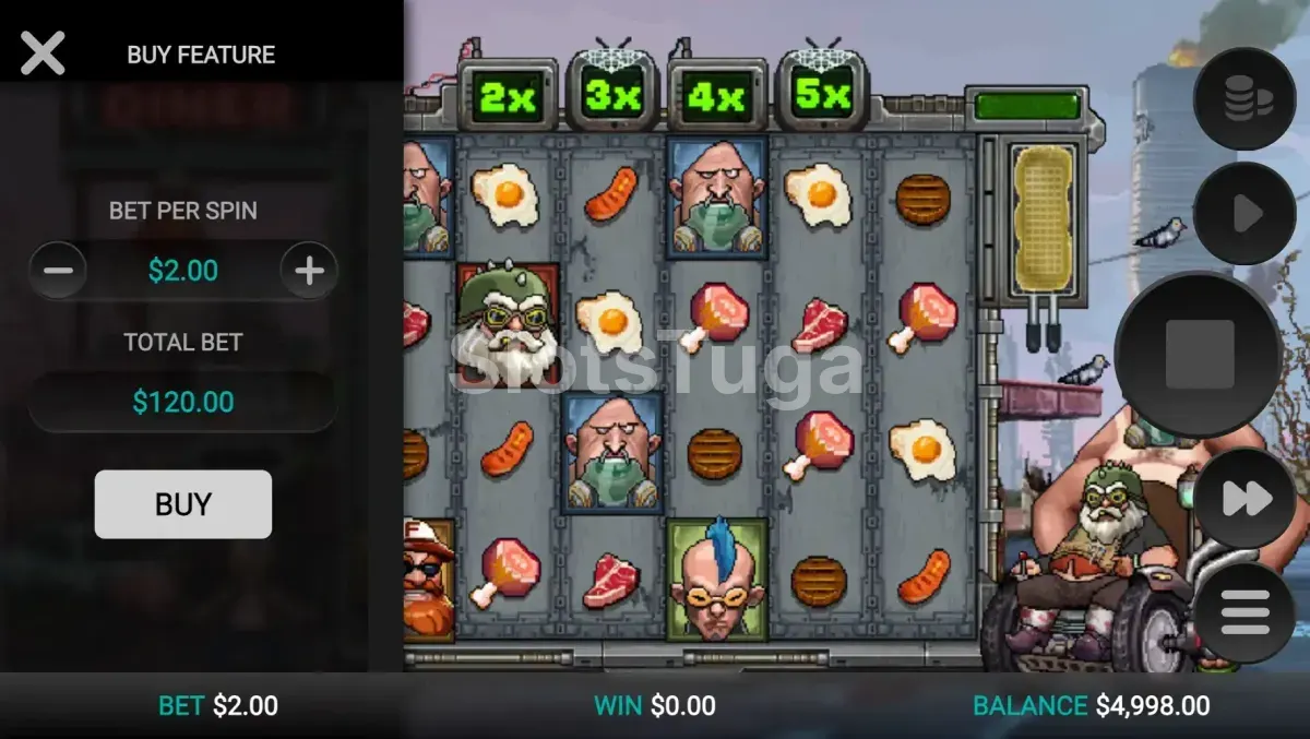 Tela de compra de bônus do Frank's Diner com opções de Bonus Buy