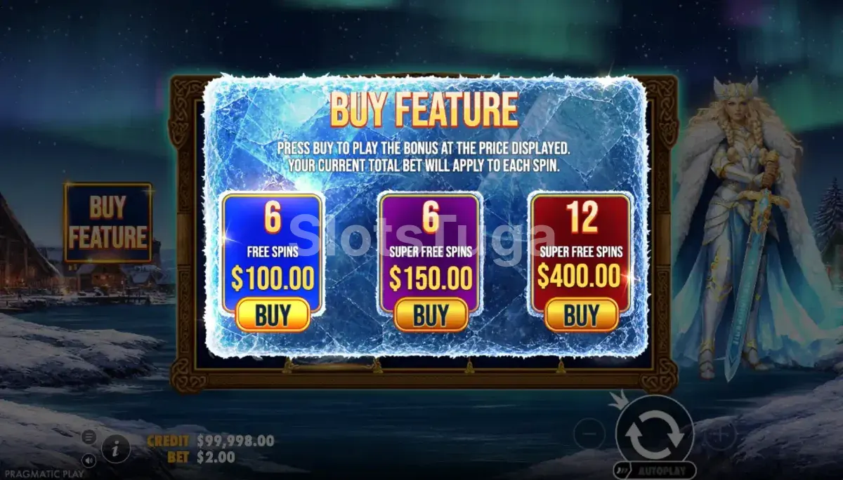 Ecrã de Bonus Buy em Freya 1000