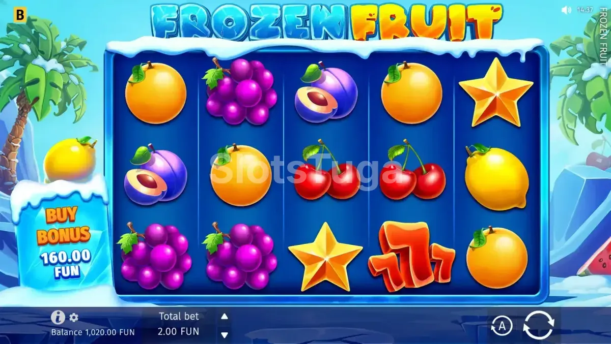 Tela principal da Frozen Fruit mostrando os rouleaux de frutas congeladas
