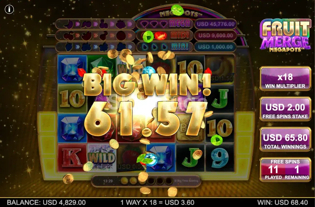 Grande vitória na Fruit Merge Megapots com jackpot Mega Megapot