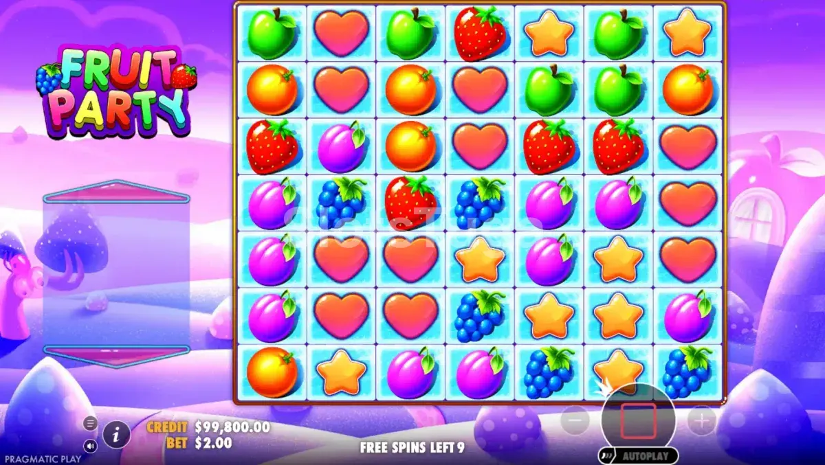 Rodada de giros grátis ativada na Fruit Party