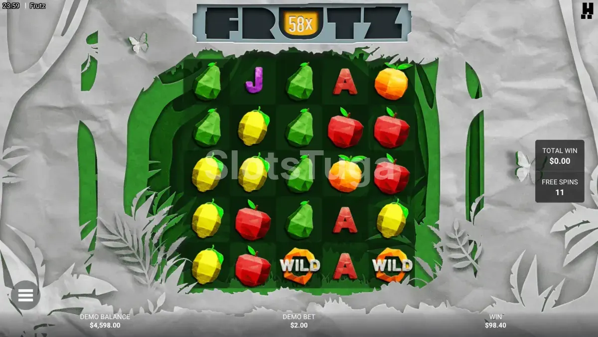 Rodadas grátis ativadas na slot Frutz com multiplicadores em ação