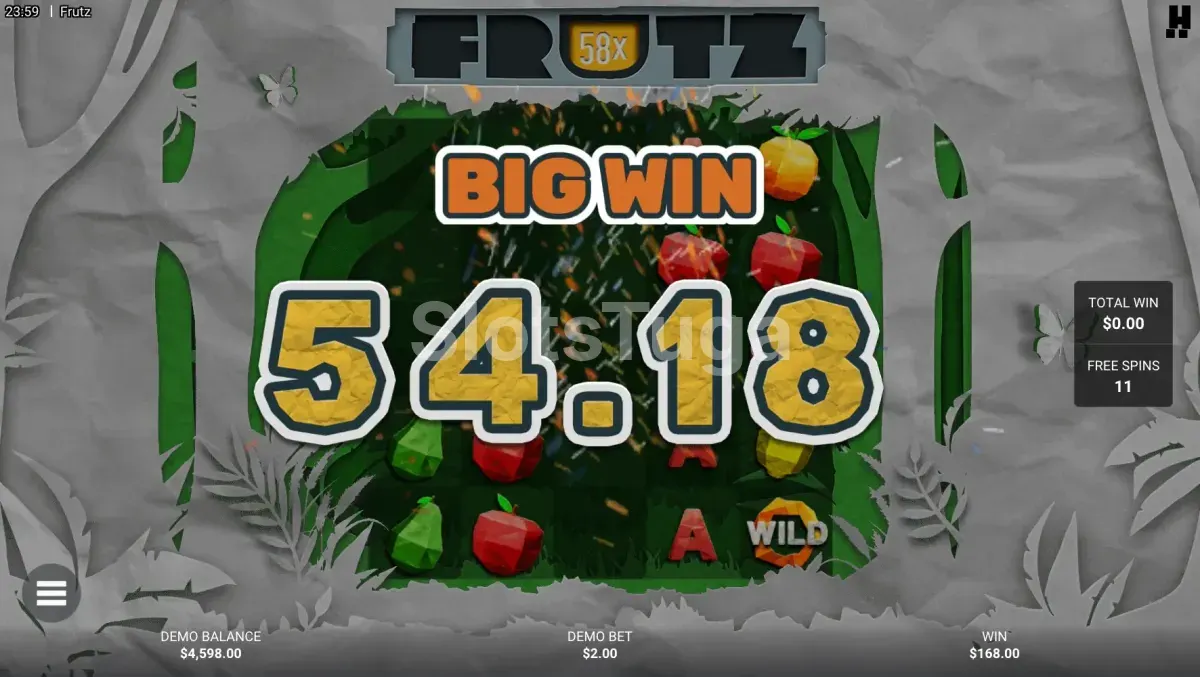 Grande vitória na slot Frutz com multiplicador alto ativado