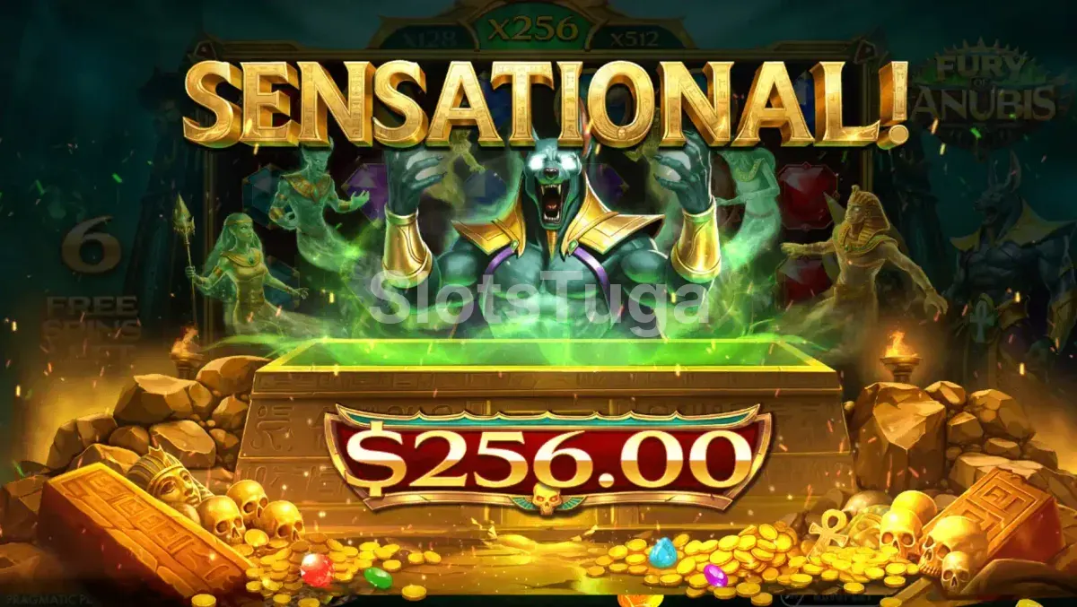 Big win na Fury of Anubis com multiplicador alto em ação