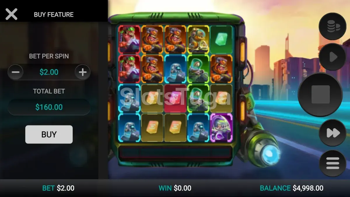 Tela de compra de bônus da Galactic Racers Dream Drop com opções de ativação direta dos free spins