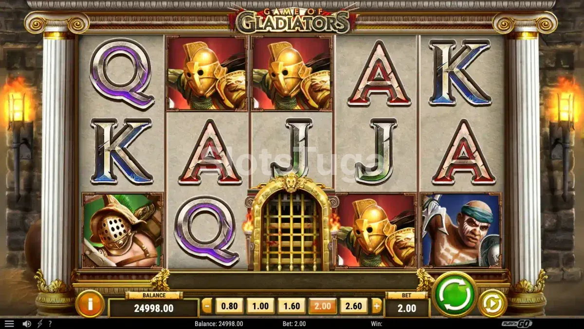 Tela principal do Game of Gladiators com a arena romana ao fundo