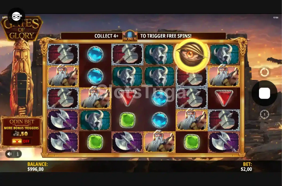 Segunda tela do jogo base da Gates of Glory em ação