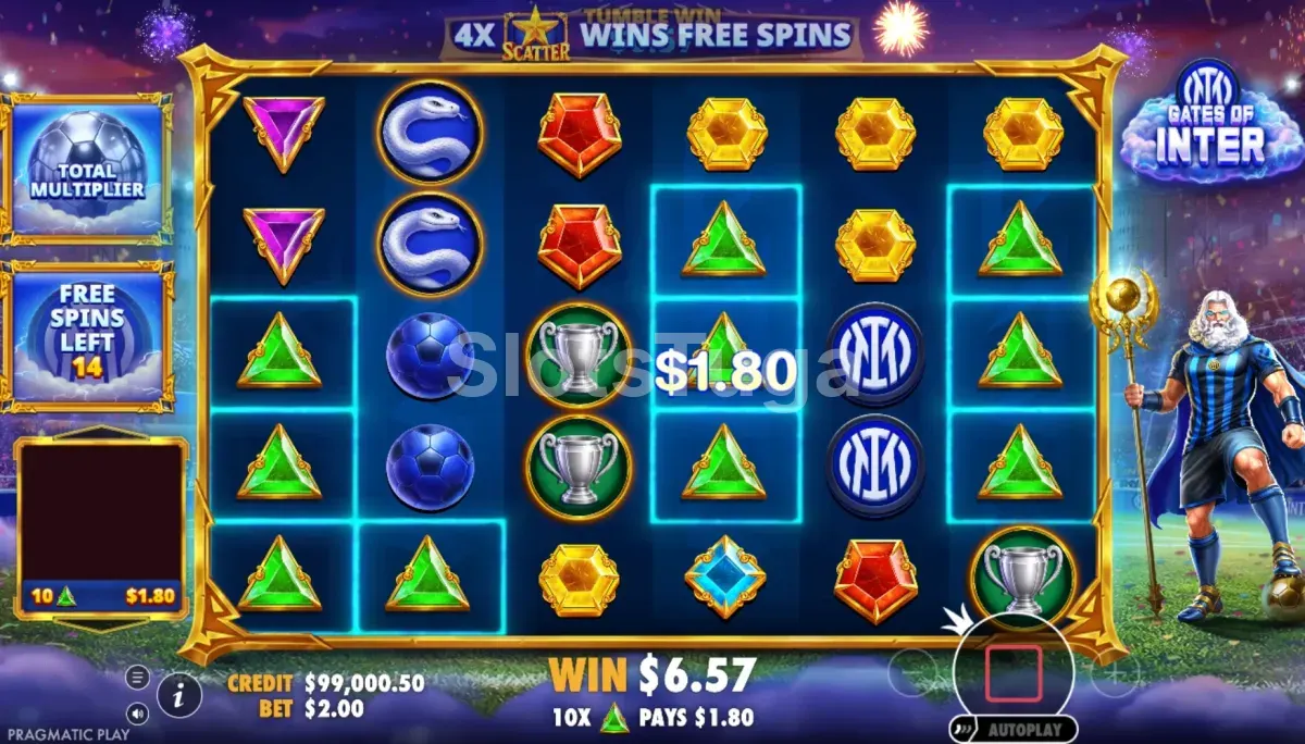 Ecrã de free spins da Gates of Inter