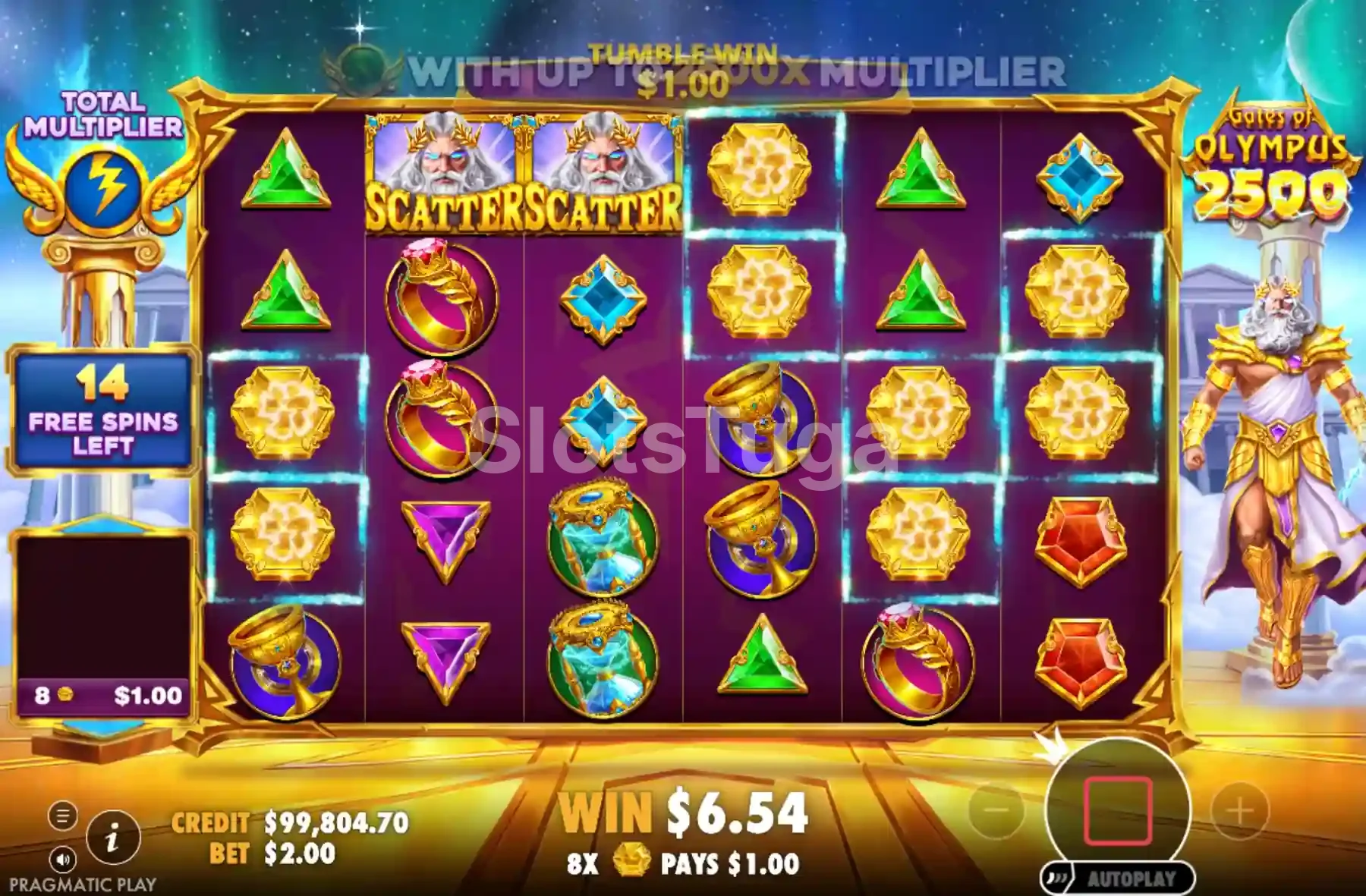 Ronda de free spins do Gates of Olympus 2500