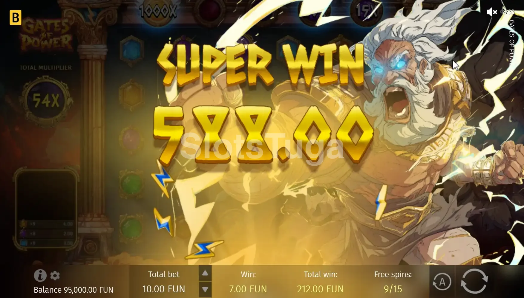 Big win impressionante na slot Gates of Power da Bgaming