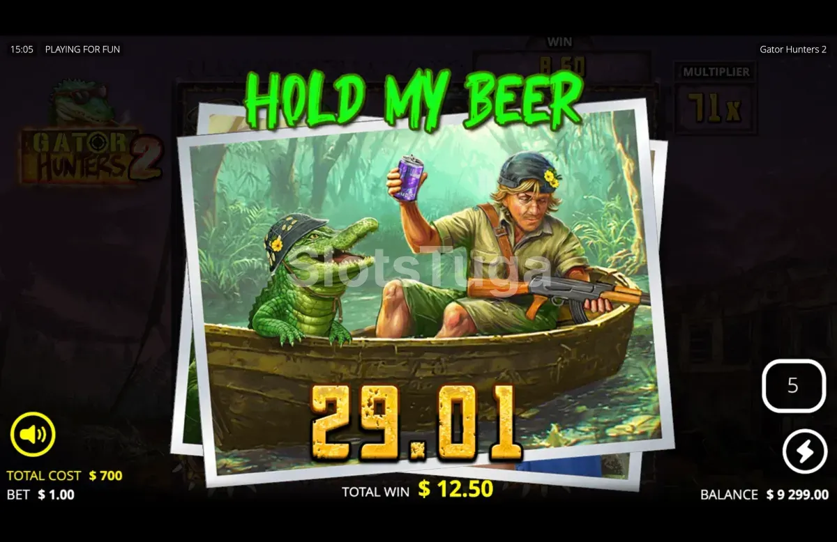 Prémio elevado em Gator Hunters 2 com o multiplicador acumulado