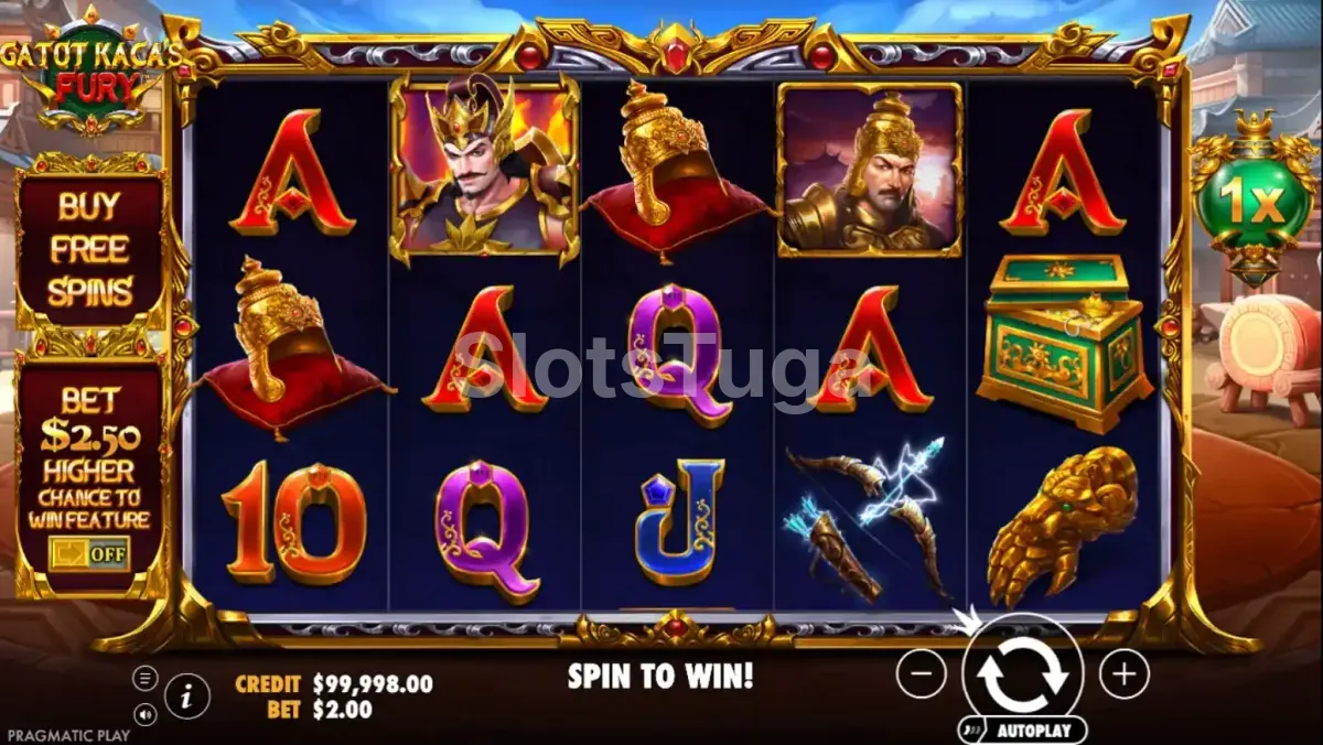 Jogo base do Gatot Kaca's Fury com os rolos principais