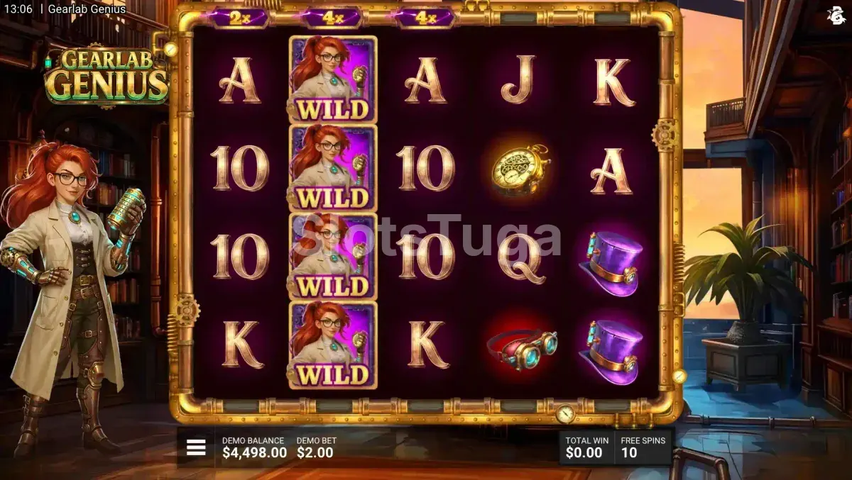 Rodada de giros grátis do slot Gearlab Genius em ação