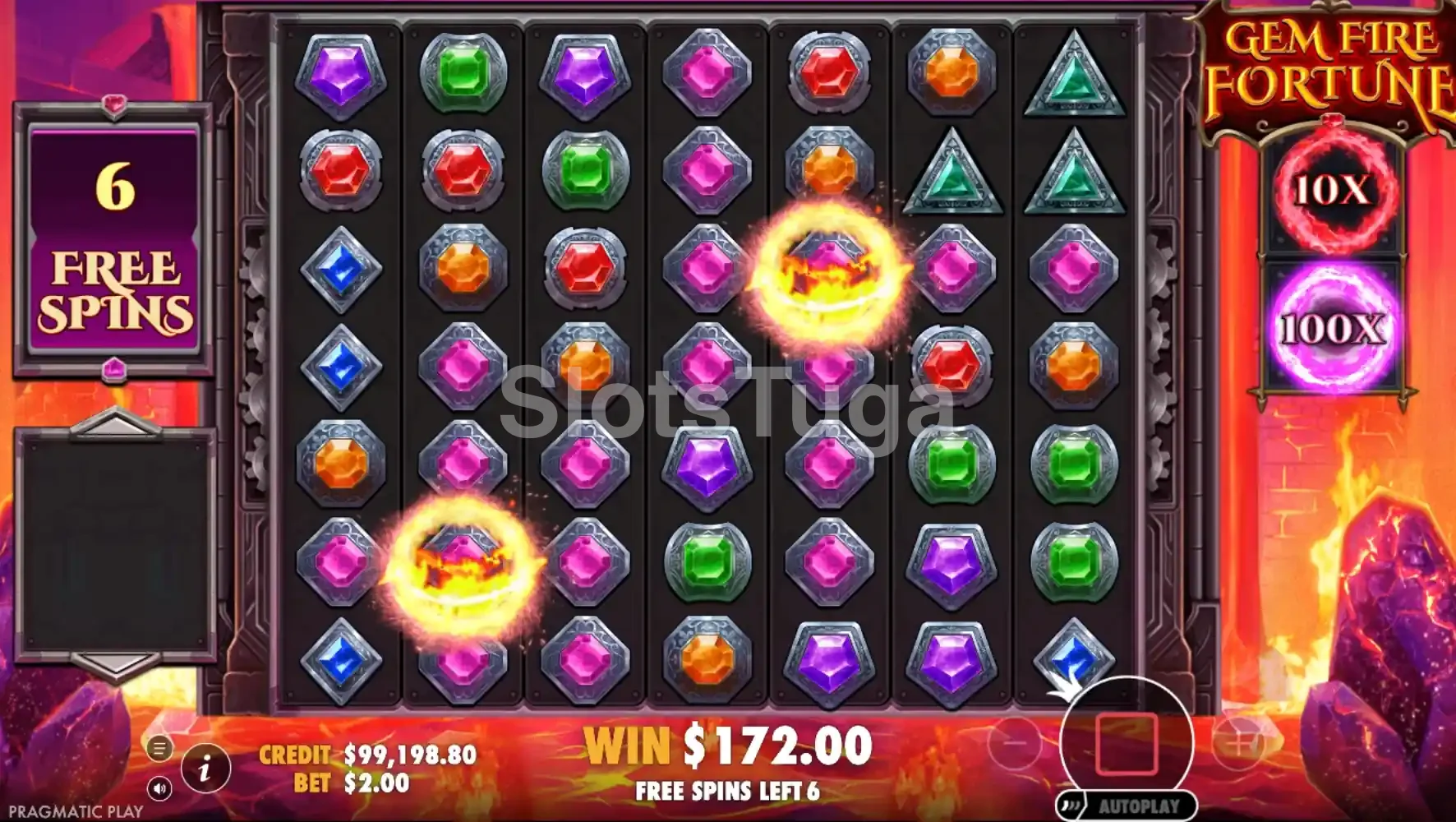 Rodada de giros grátis da Gem Fire Fortune com multiplicadores garantidos