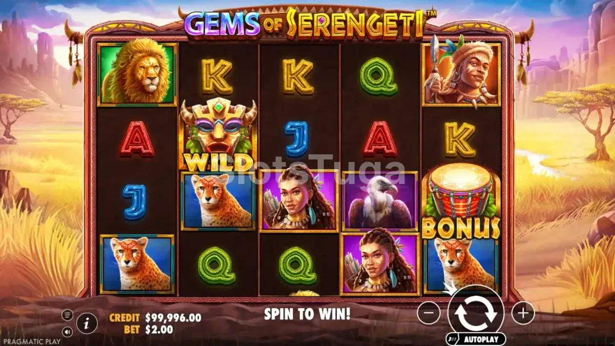 Recurso de Respin ativo na Gems of Serengeti