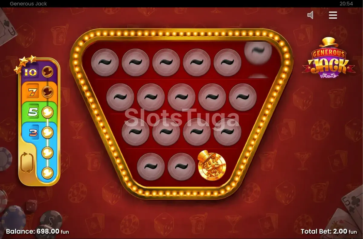 Rodadas grátis ativadas na slot Generous Jack com multiplicadores empilhados