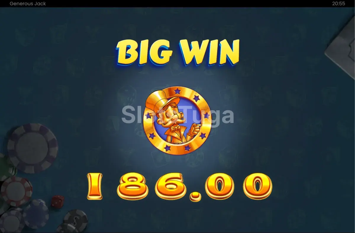 Grande vitória na slot Generous Jack com multiplicadores no máximo