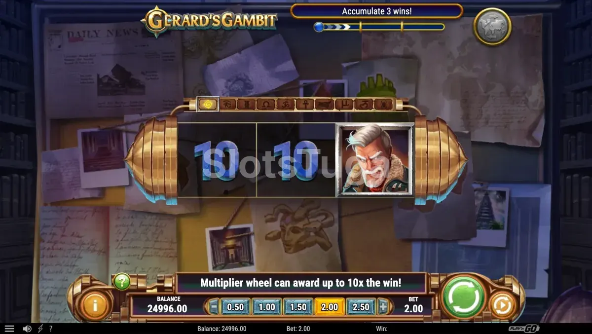 Segunda visão do jogo base de Gerard's Gambit mostrando os rolos em nível avançado
