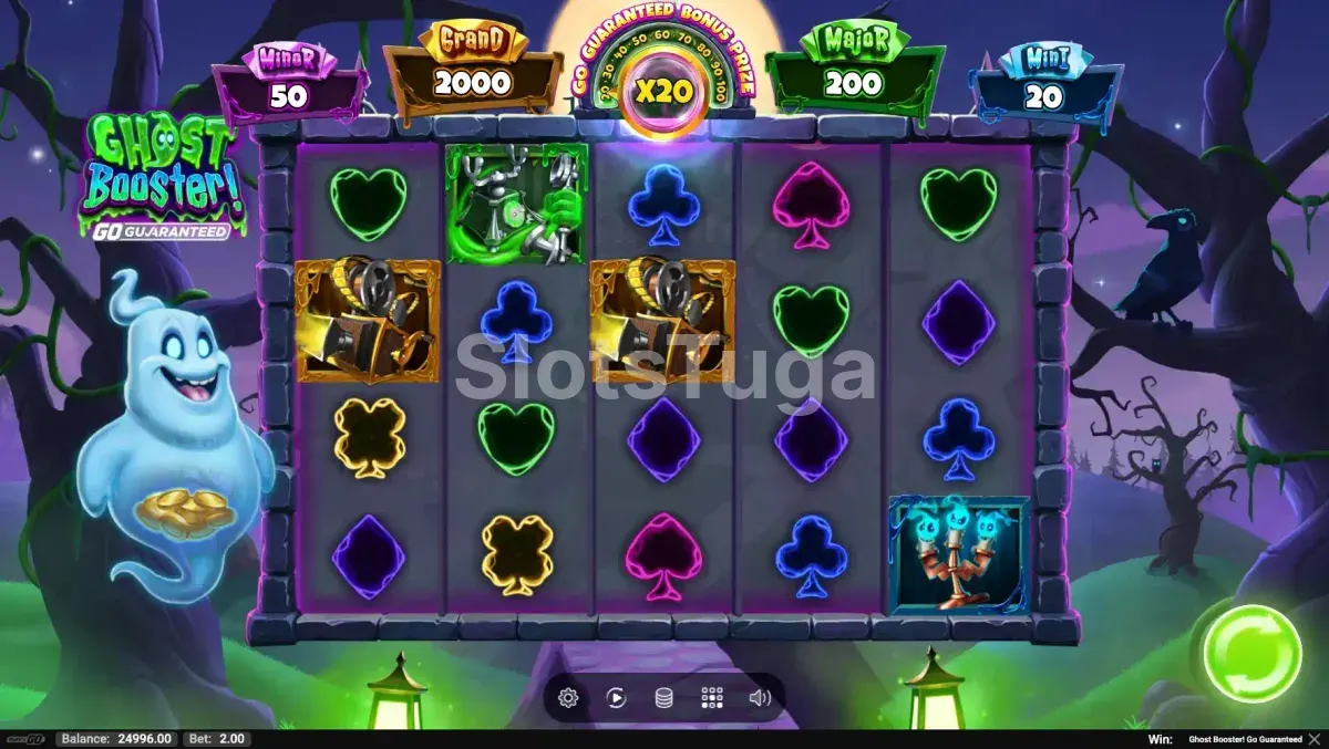 Tela principal do jogo Ghost Booster com os rouleaux em ação