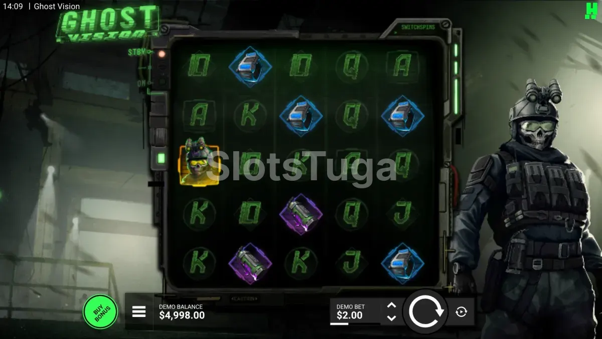 Jogo base de Ghost Vision com a grelha 5x5 em verde fluorescente
