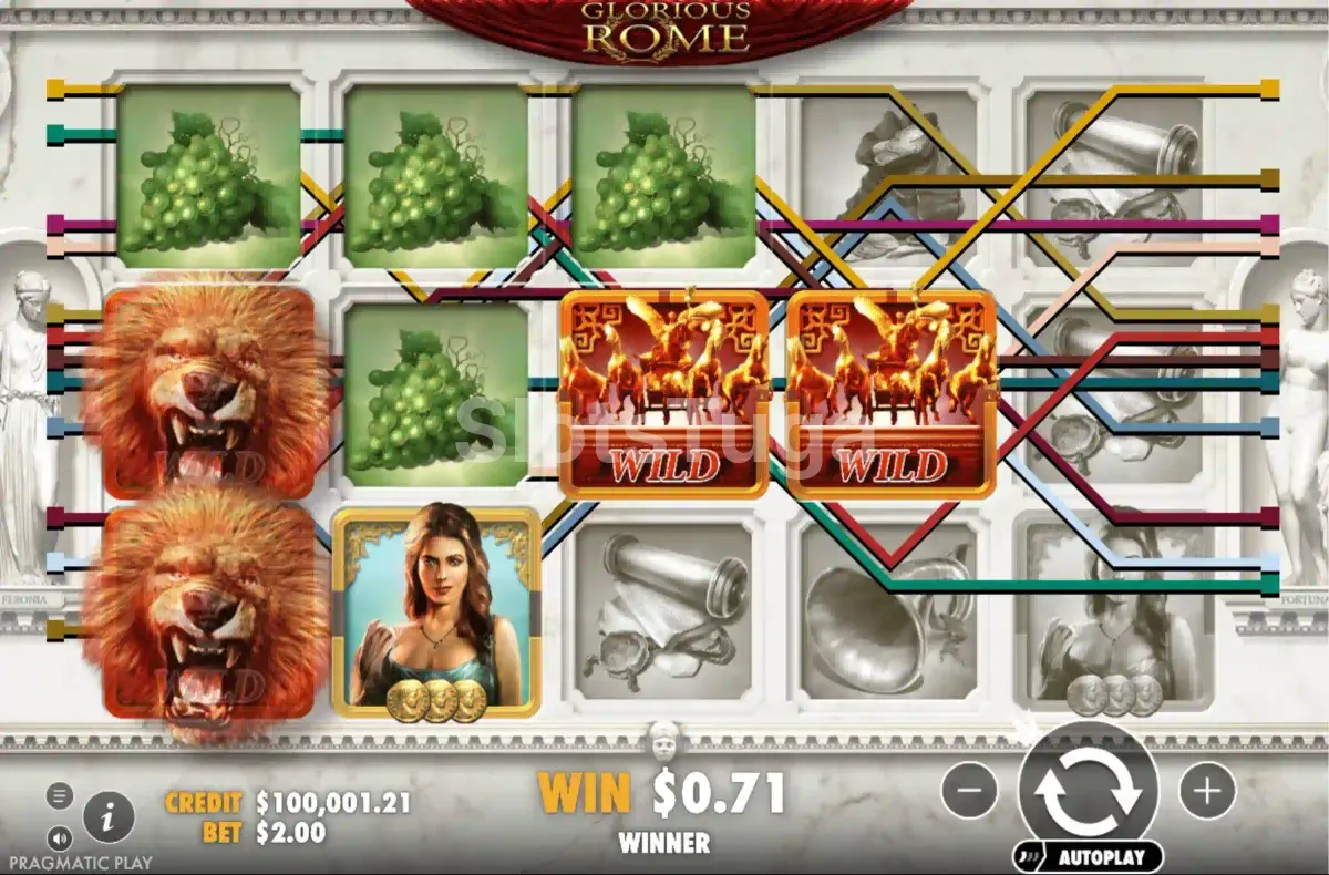 Tela principal do jogo Glorious Rome com símbolos romanos