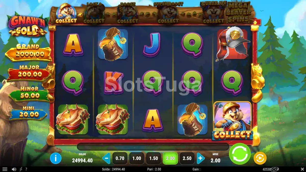 Recursos especiais em ação no Gnaw'n Gold