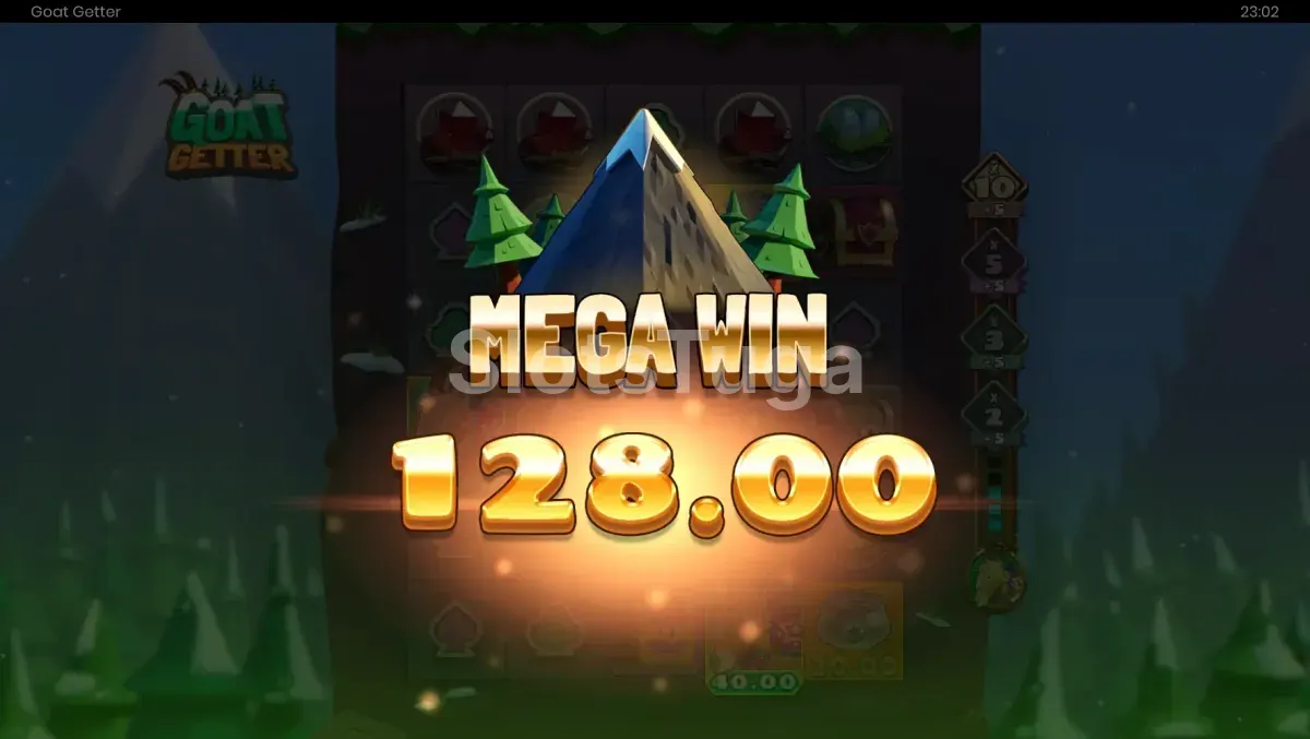 Grande vitória no Goat Getter com multiplicador ativo e Coin Pots coletados