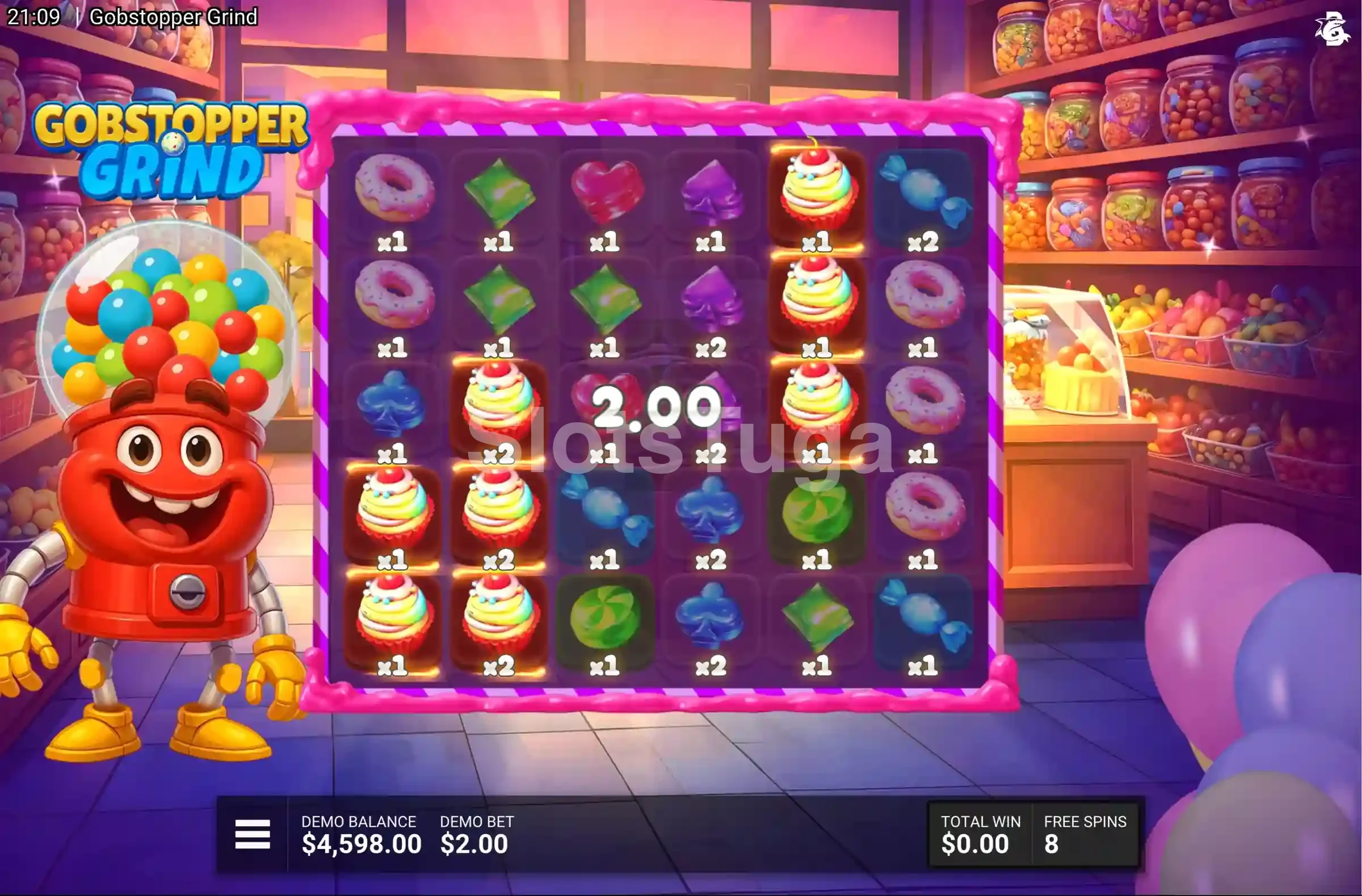 Rodadas grátis ativadas no slot Gobstopper Grind