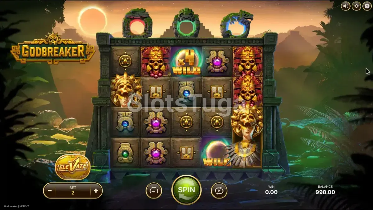 Tela principal do jogo Godbreaker com os 5 rouleaux em ação
