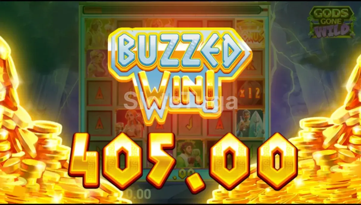 Grande vitória registrada na slot Gods Gone Wild com valor em destaque na tela