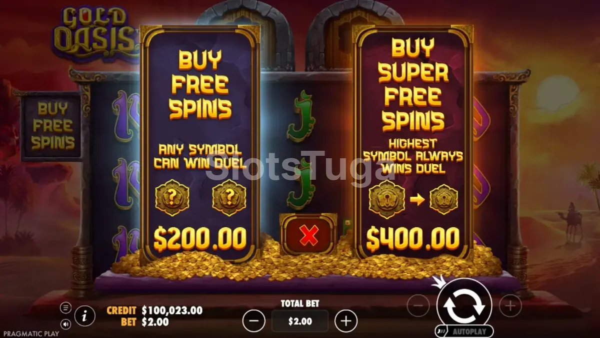 Opção de compra de bônus da Gold Oasis com duas modalidades disponíveis