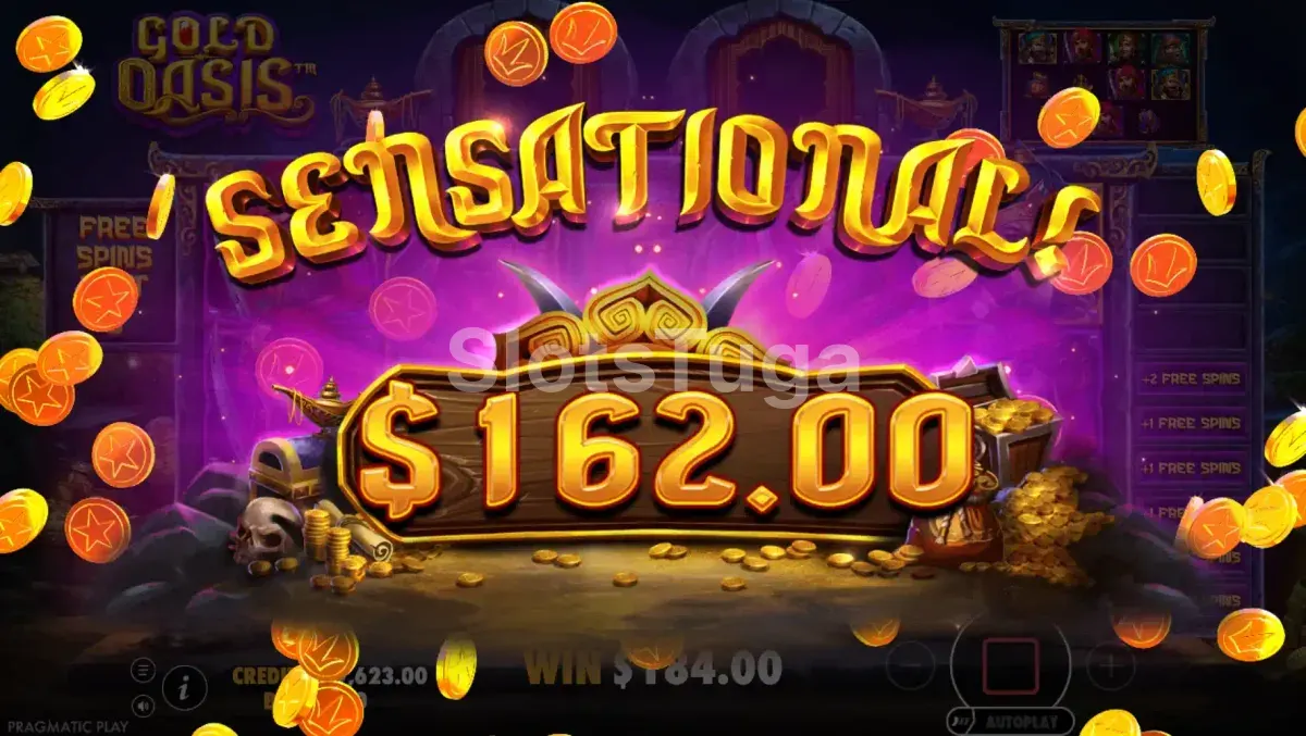 Grande vitória registrada na slot Gold Oasis durante os giros grátis