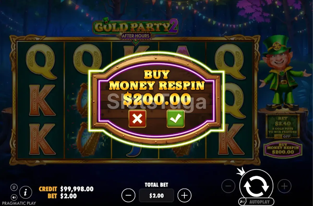 Opção de compra de bônus na slot Gold Party 2 After Hours