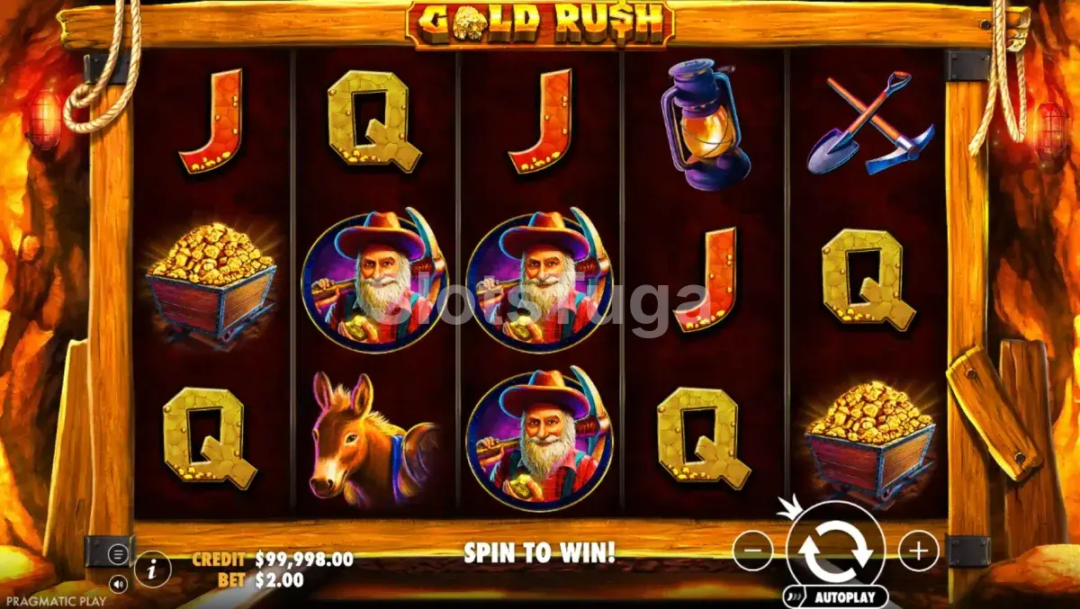 Tela principal do jogo Gold Rush da Pragmatic Play