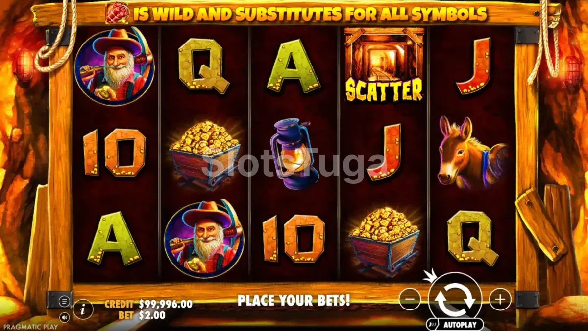 Segunda tela do jogo base da slot Gold Rush Pragmatic Play