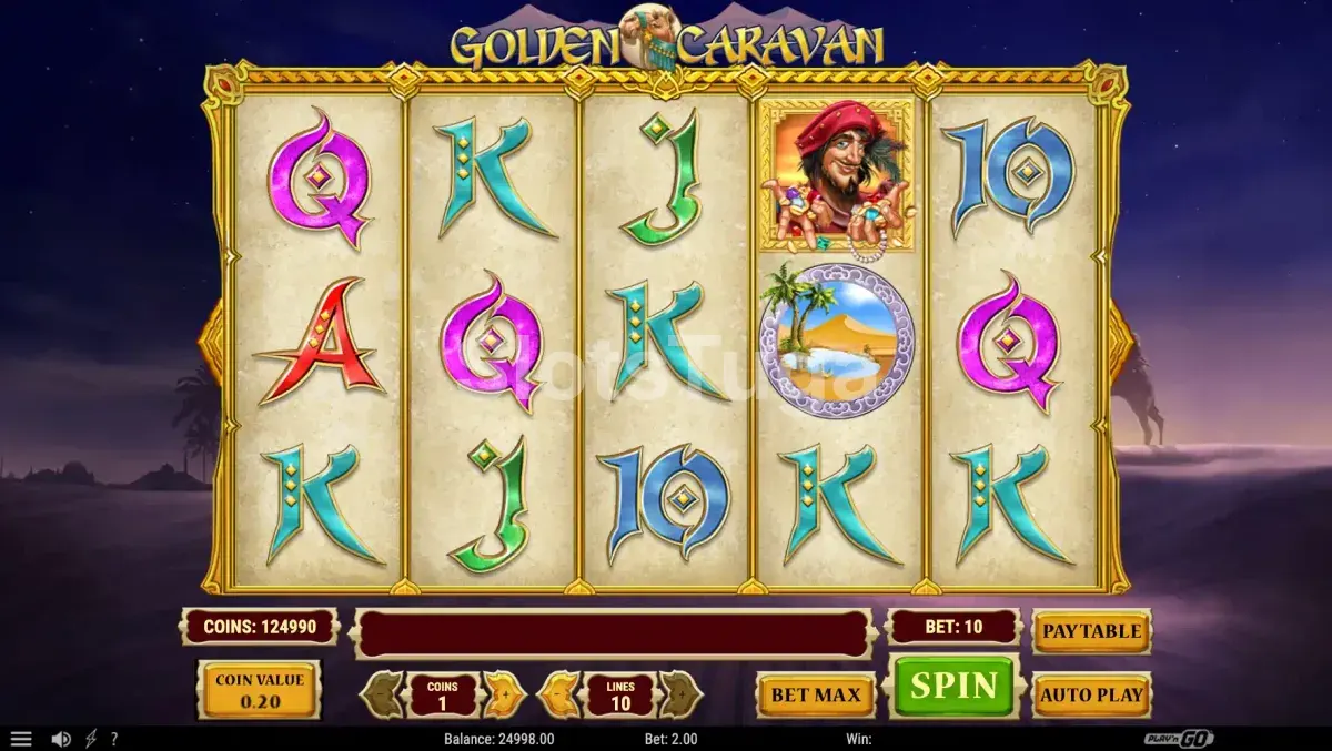 Segunda visão do jogo base da Golden Caravan durante uma rodada especial