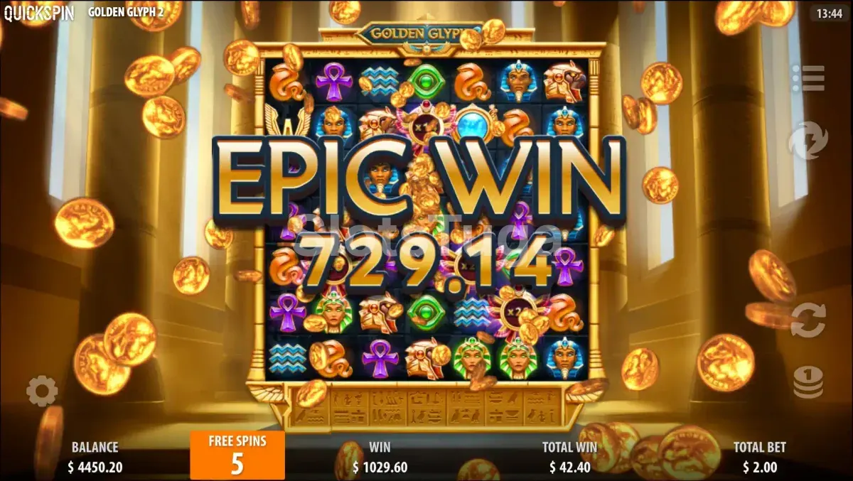 Grande vitória na slot Golden Glyph 2 com multiplicadores altos