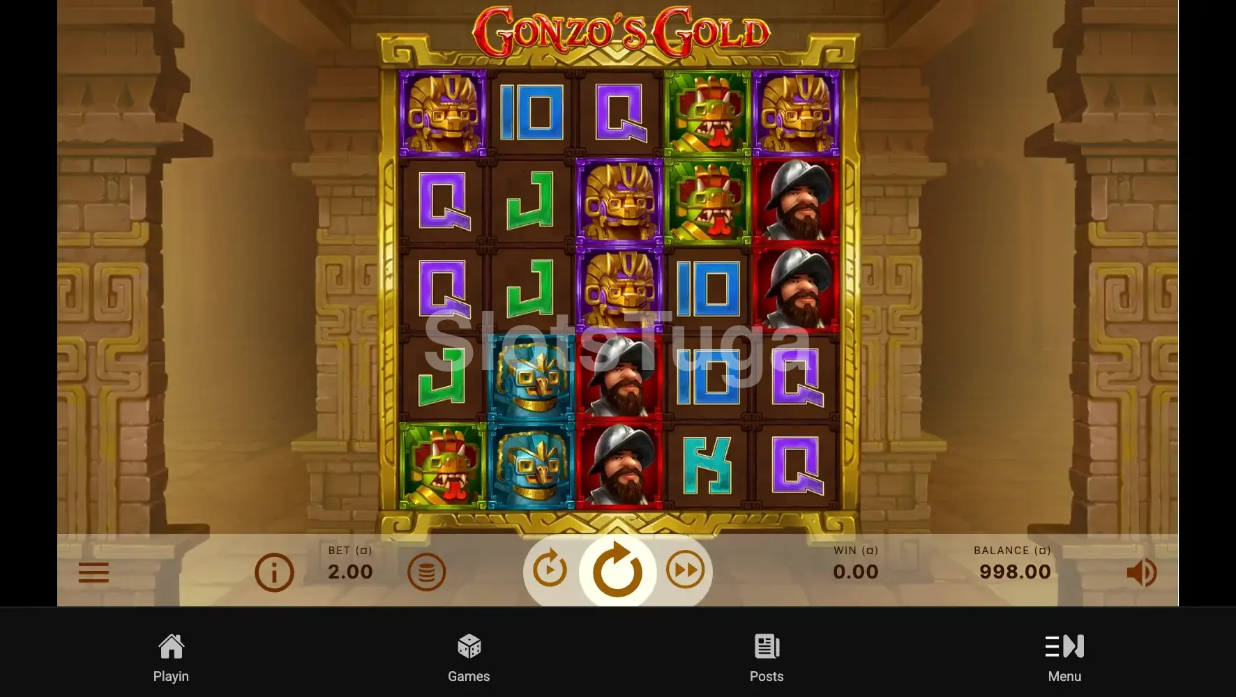 Jogo base do Gonzo's Gold com grid 5x5