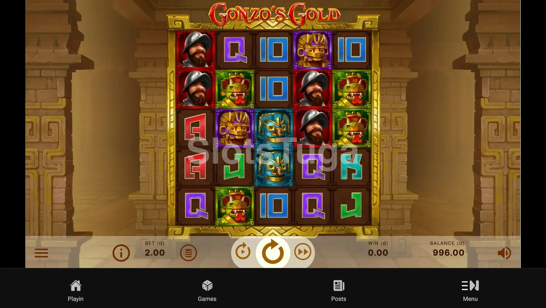 Segunda tela do jogo base do Gonzo's Gold