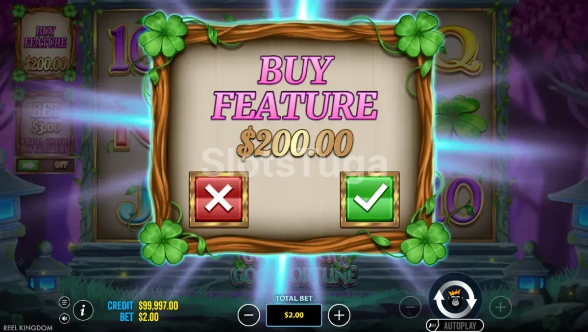 Opção de Bonus Buy disponível na slot Good Luck & Good Fortune