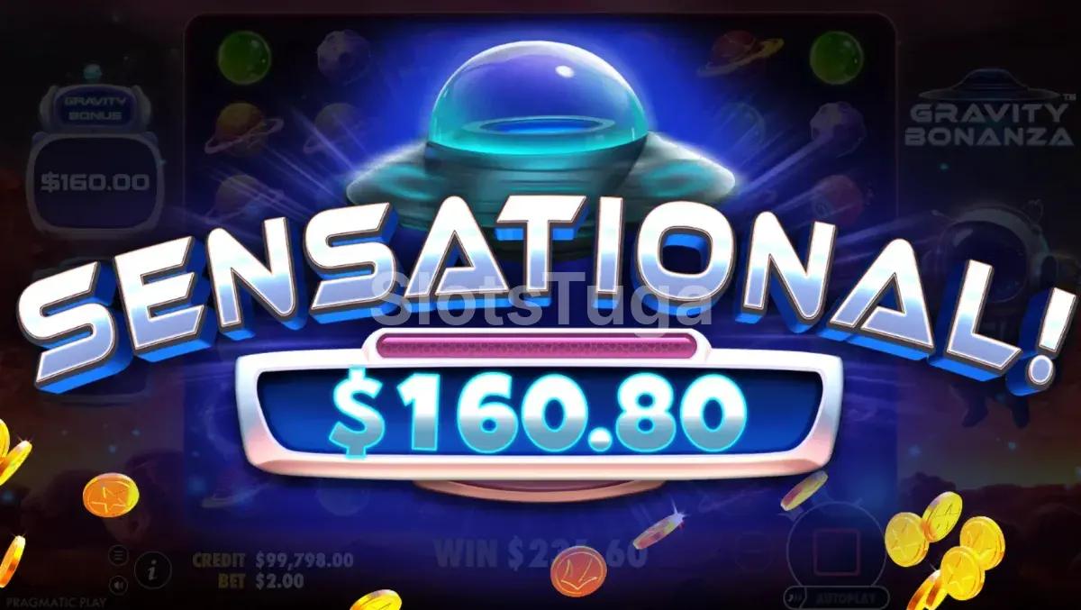 Mega ganho nas rodadas da Gravity Bonanza com multiplicador máximo