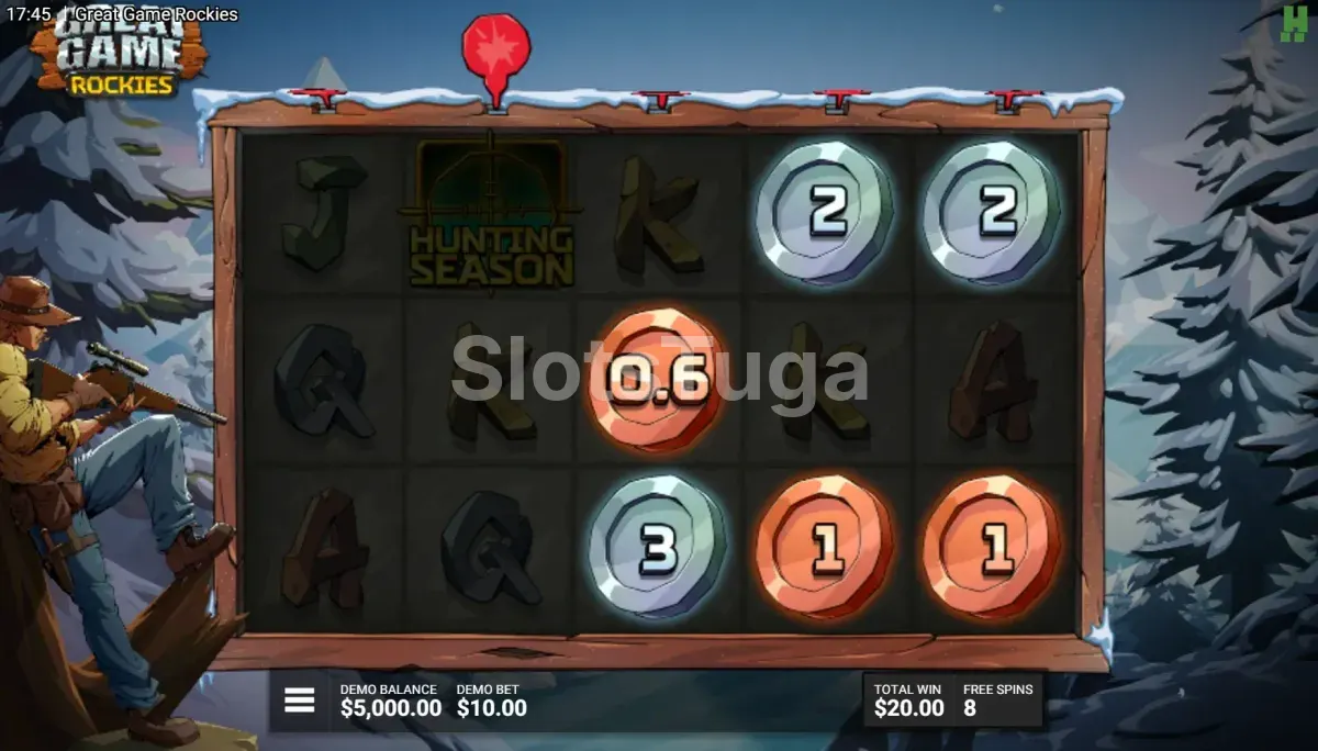 Rodadas grátis ativadas na slot Great Game Rockies com animais nas montanhas