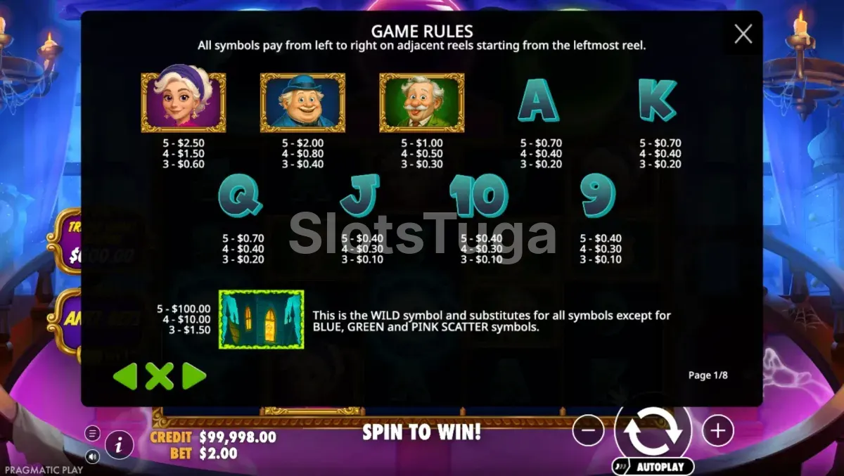 Tabela de pagamentos completa da slot Great Ghosts!