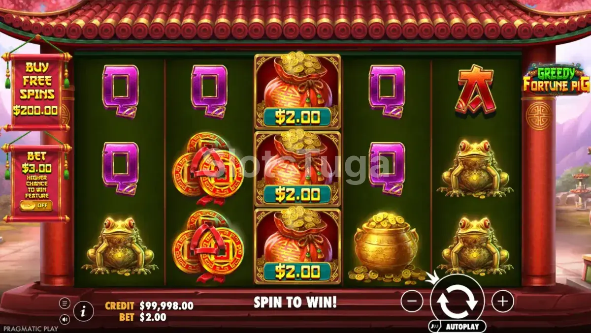Tela principal do jogo Greedy Fortune Pig da Pragmatic Play