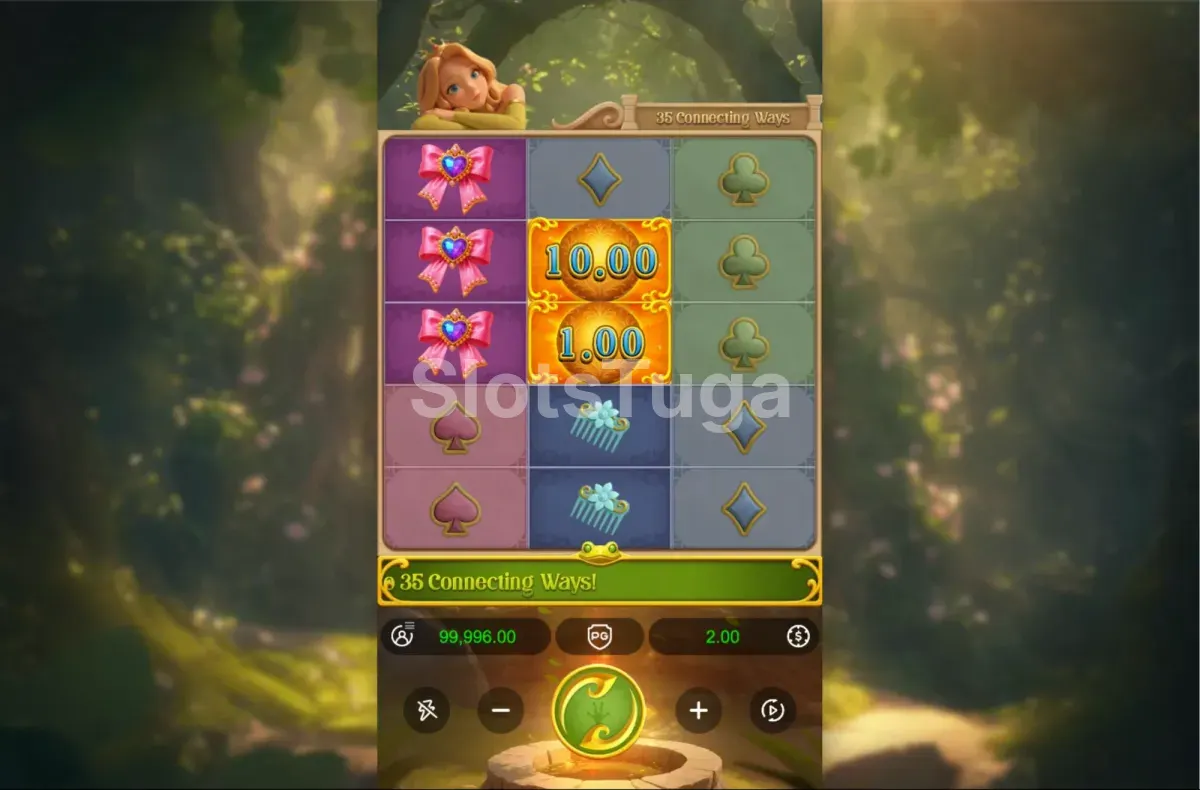 Segunda vista do jogo base de Grimms Bounty Princess & the Frog com símbolo Collector